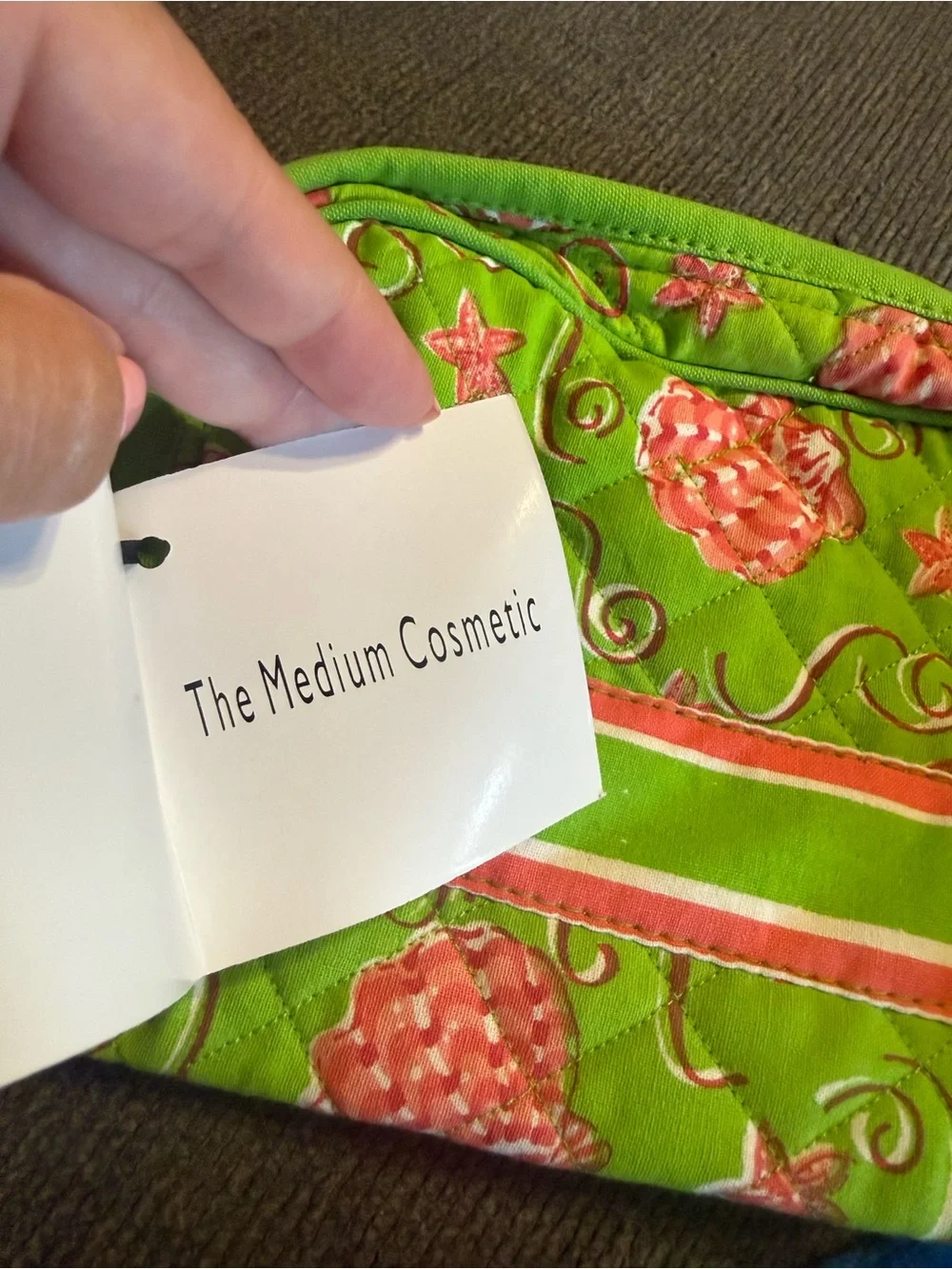 NWT Pomegranate medium cosmetic bag - green and pink shells